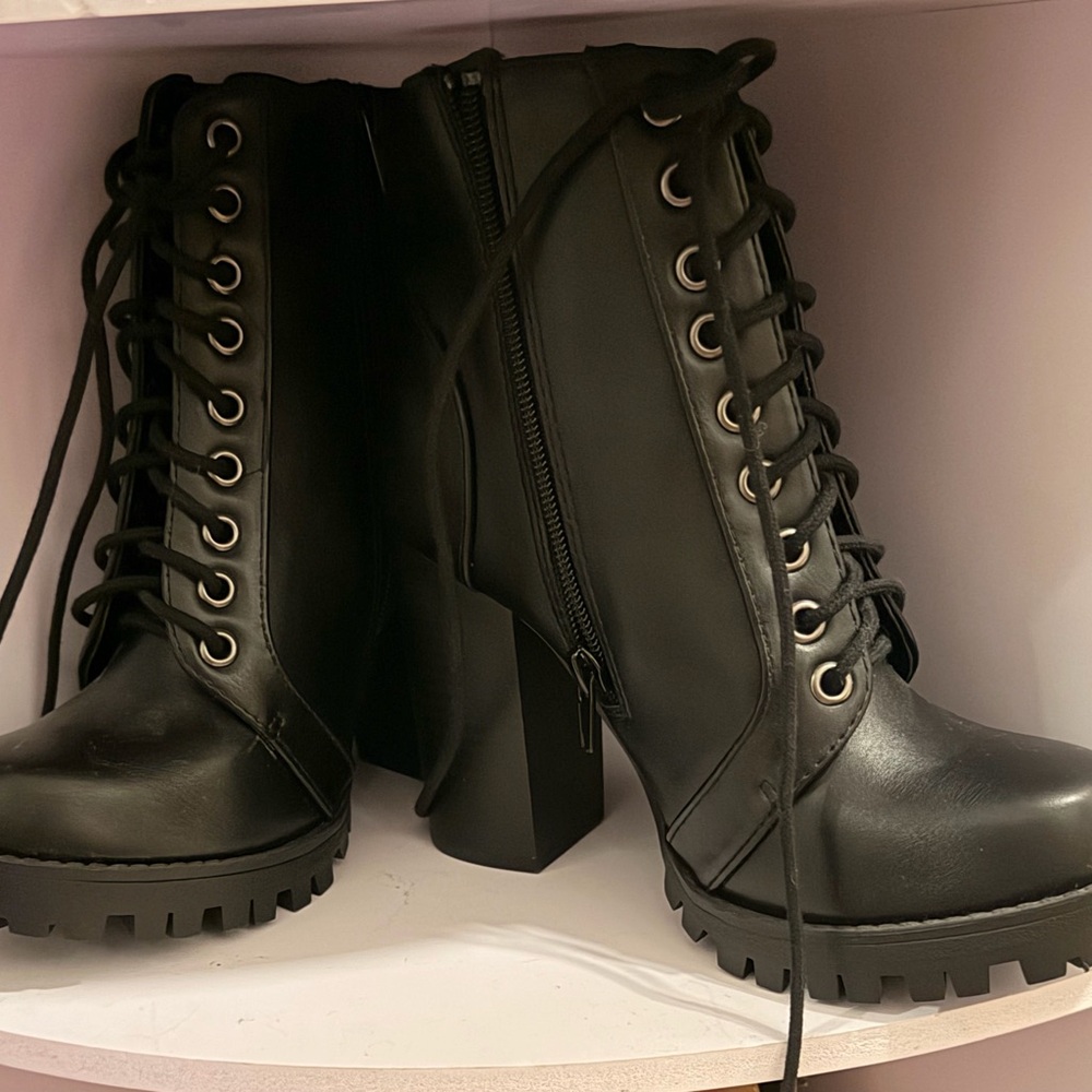 Black Lace-Up Ankle Boots